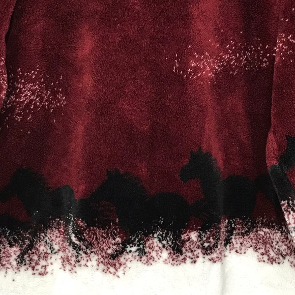 Large Vintage Coastlines Plush Zip Up Burgundy Teddy Jacket Coastal Coat - Picture 11 of 11